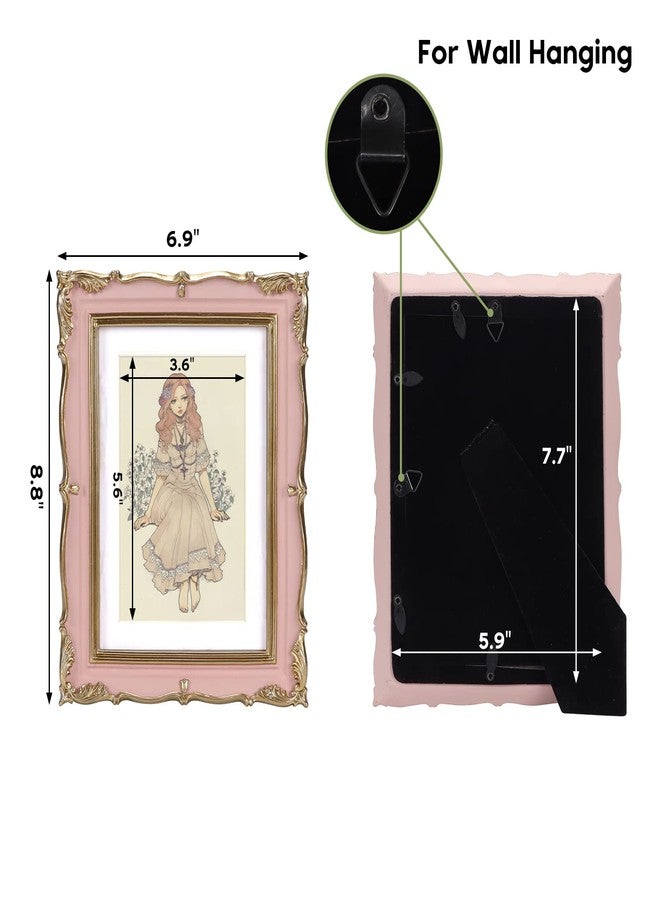 PHAREGE Vintage Picture Frame 5x7 Pink Gold, 5 by 7 Ornate Decorative Antique Frame with Mat for 4x6 Photo, Fancy Matted Frame for Desktop or Wall, Horizontal or Vertical - Image 2